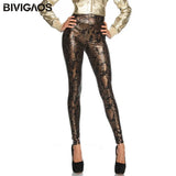 Casual Snake Print Leather Leggings