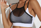 White & Black Hollow Out Mesh Sport Bra