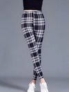 Women's Fitness Pants Elasticity Floral Stripe Grid Leggings