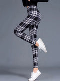 Women's Fitness Pants Elasticity Floral Stripe Grid Leggings