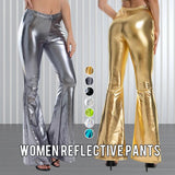 Shiny Metallic Flare Leather Leggings