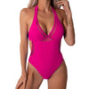 Solid Patchwork One Piece Swimsuit