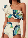 One-Shoulder Embroidered Swimsuit